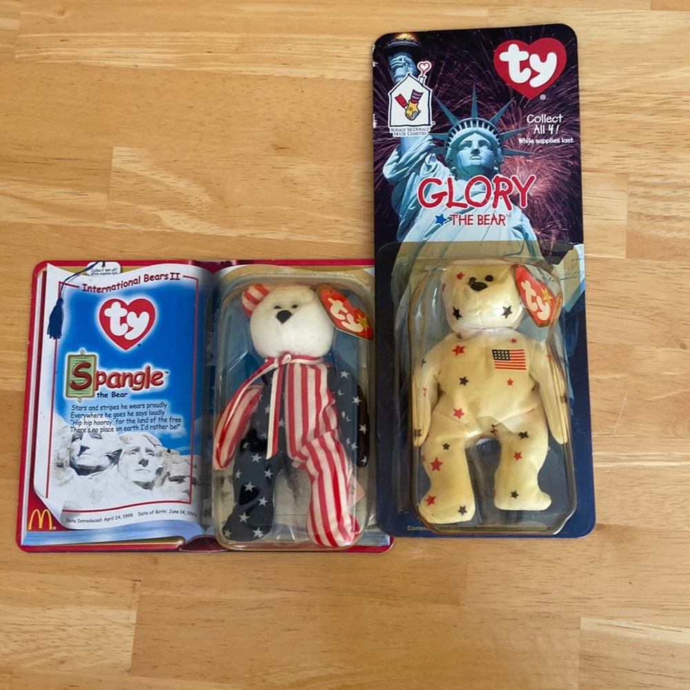 Rare McDonald’s Ty Teenie beanie babies Spangle 2000 and Glory 1998